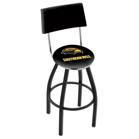 Holland Bar Stool Co 25" Blk Wrinkle Southern Miss Swivel Bar Stool, Back L8B425SouMis